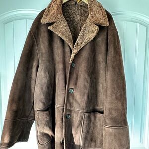Coach Men's Brown Shearling Pea Coat